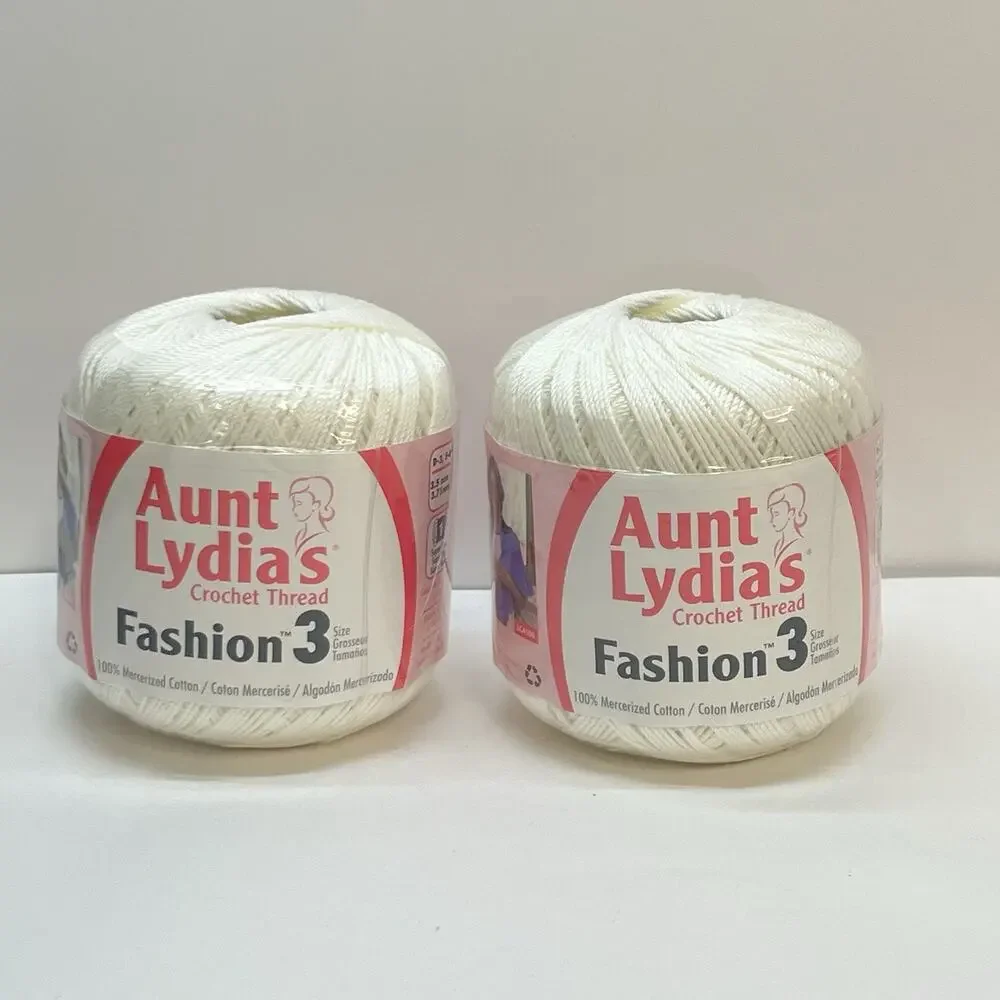 Aunt Lydia's Fashion 3 Crochet Thread White 100% Mercerized Cotton 2 Pack 300yds